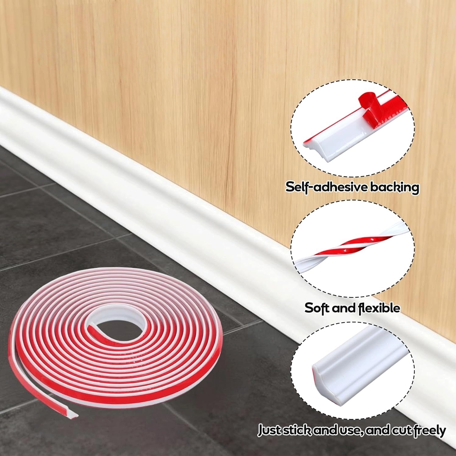 1pc Self-Adhesive TPE Material - Baseboard Molding Trim recension och pris